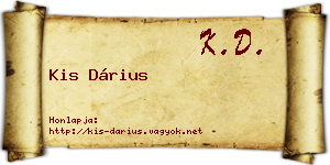 Kis Dárius névjegykártya